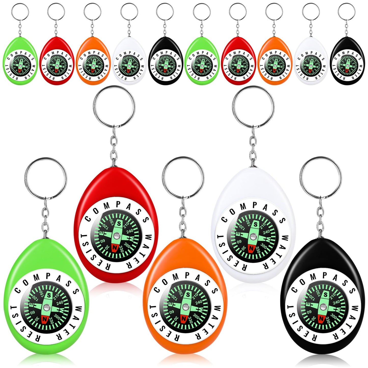 15Pcs Mini Keychain Compass, Colorful Survival for Kids, Pocket Mini Compass for Outdoor Hiking Camping Hunting Climbing