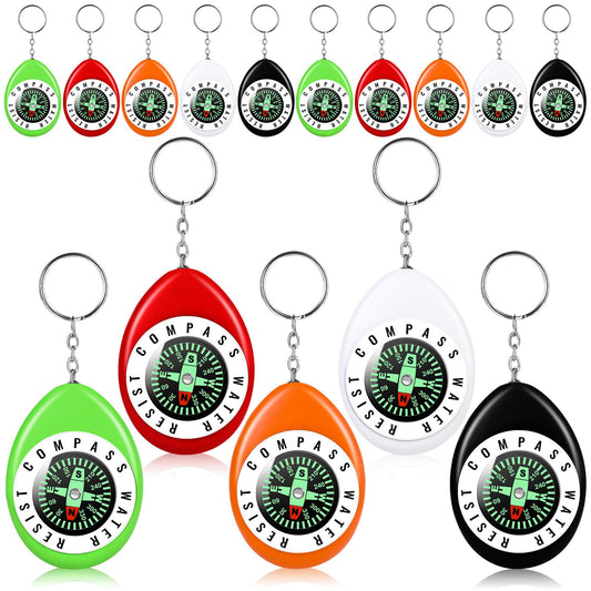 15Pcs Mini Keychain Compass, Colorful Survival for Kids, Pocket Mini Compass for Outdoor Hiking Camping Hunting Climbing