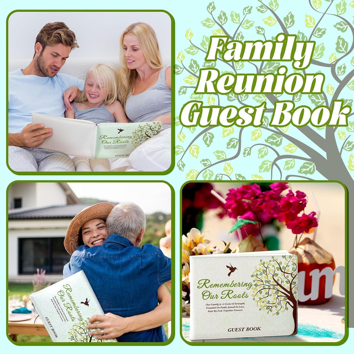 Patelai Family Reunion Party Favors Decorations Family Reunion Guest Book Sign in Good Tree Guest Book Gathering Decorations with Pen, 112 Pages(Trendy)