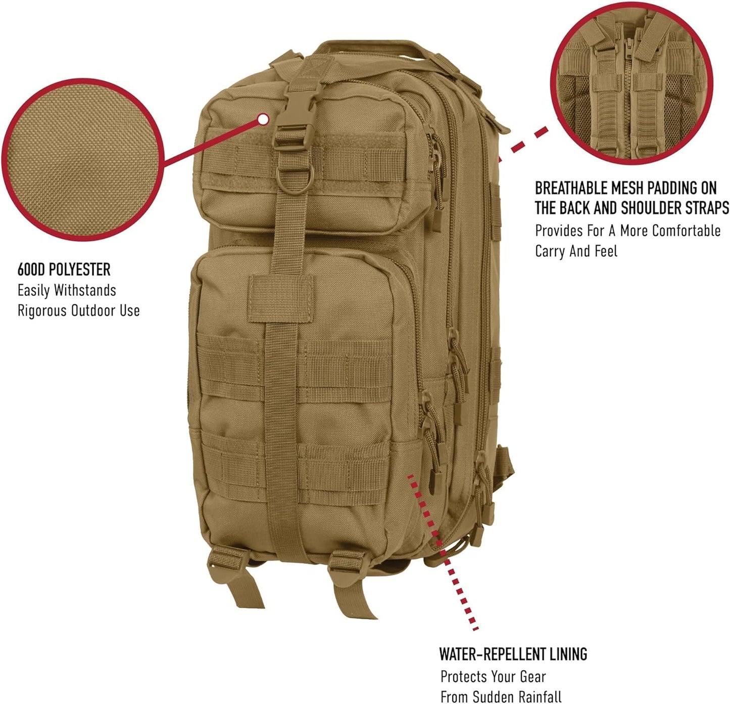 Rothco Convertible Medium Transport Pack – Tactical Backpack Outdoor Hiking MOLLE Bag