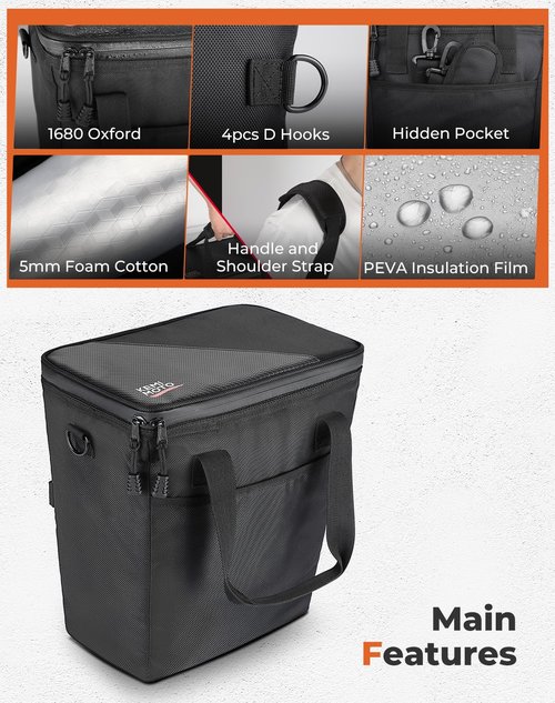 KEMIMOTO 9.4L Universal Cooler Bag UTV Soft Ice Bag Cooling 26 Hours Compatible with Polaris RZR/Can-Am/Talon/Kawasaki/Off-Road Car Widely Use for Camping Beach Lunch Beverage