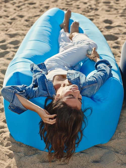 WEKAPO Beach Blanket 10‘x 9' (Blue) Beach air Lounger (Blue) Bundle