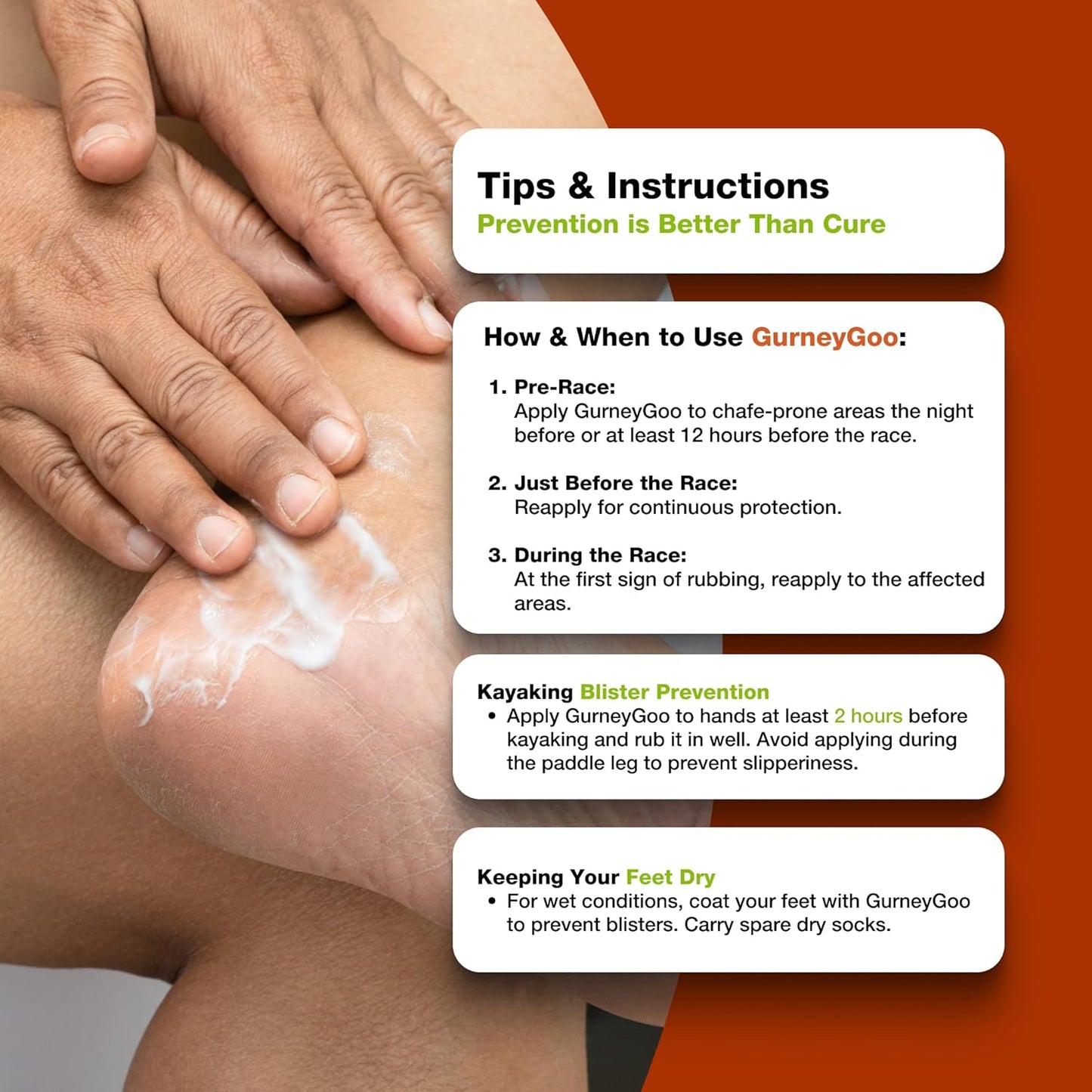 Chafing Cream for Women & Men, Anti Chafing, Blistering & Pruning Essential with Tea Tree Oil, Ideal for Trench Foot & Thigh Chafing Prevention - GurneyGoo