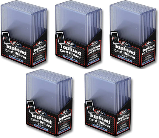 BCW 138 PT. Thick Card Topload Holder - Pack of 50 | Durable Rigid PVC Toploader | Toploaders for Memorabilia, Jersey, Patch, and Relic Cards | Ideal for Collectors and Hobbyists