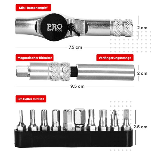 PRO BIKE TOOL Multifunction Bicycle Tool - Black Pantone 419 - Durable Steel, Compact Design for Easy Carry - Versatile Use -Screw Drivers Tool Set - 4.1 x 3.3 Inches