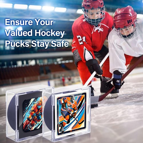 MewVeer Hockey Puck Display Case, 8 Pack Acrylic Holder for Official Size Pucks, Gifts for Hockey Collectors and Enthusiasts, Premium Display Box for Collectibles
