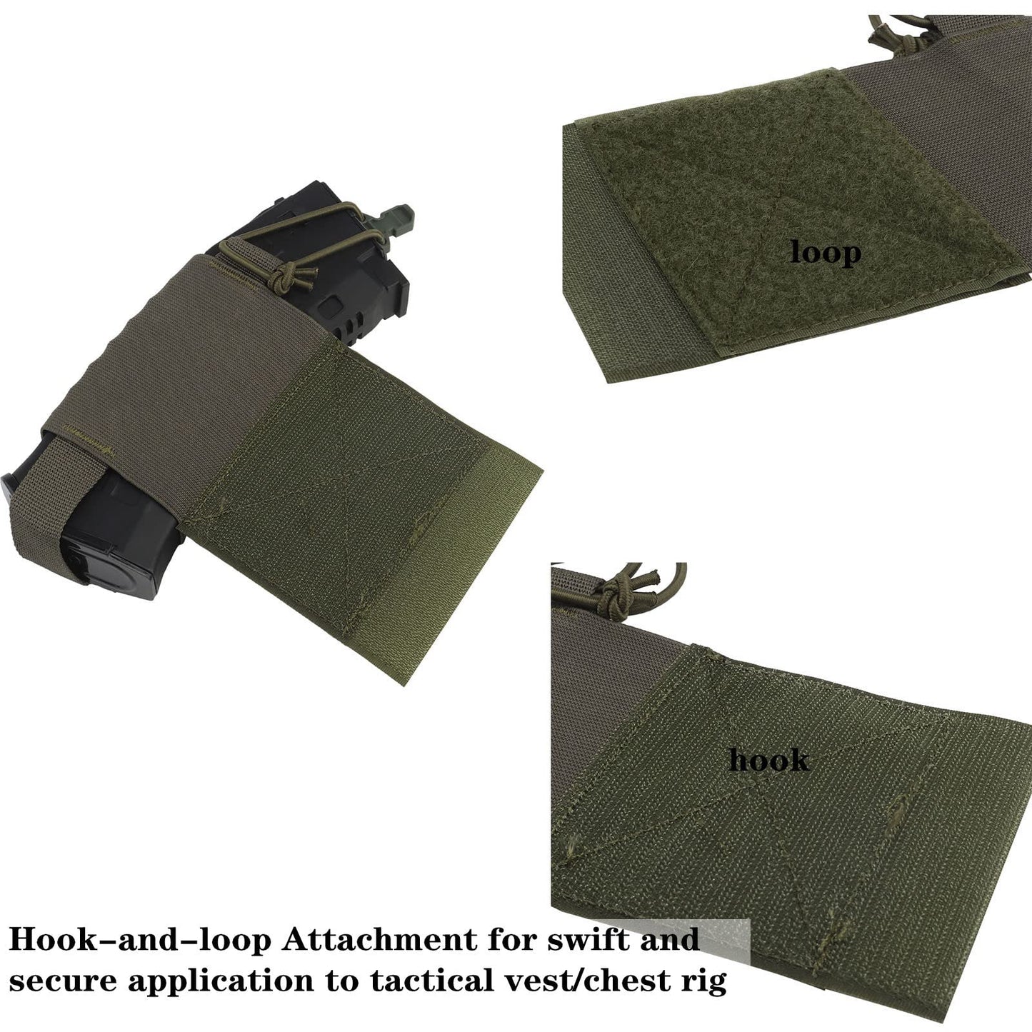 Hdlsina Tactical Vest Side Mag Holder Magazine Holster Interphone Pouch Tactical Vest Extension Bag with Hook and Loop Cummerbund Insert Panel Quick Attached and Fixed (Green)
