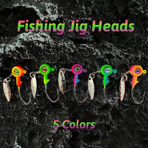 Bombite Crappie Jigs with Spinner 1/8 oz Underspin Fishing Jig Heads for Panfish Bass - 40pcs