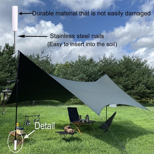 Tent Poles Holders,Sturdy Pole Anchor with Spike for Sunshade, Flag,Perfect for Camping Fly Tarps Rods,Trekking Poles (Set A)