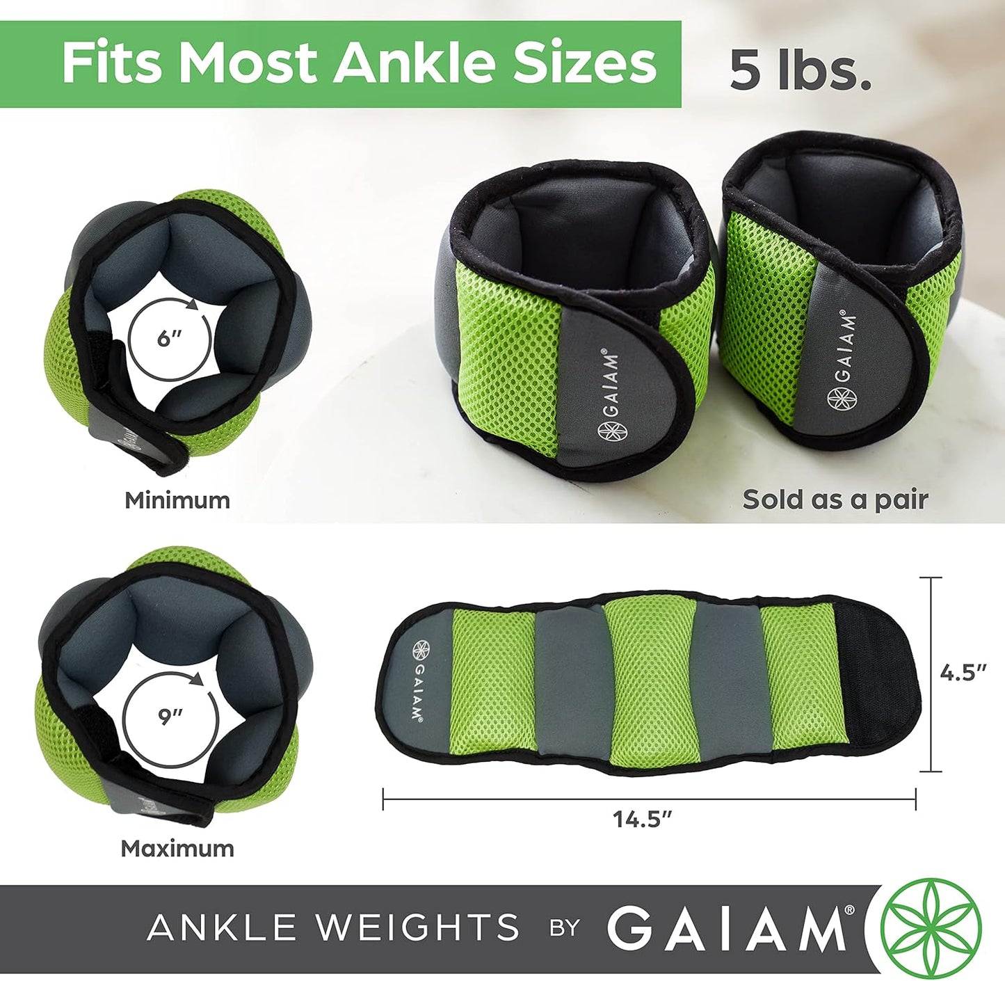 Gaiam Wrist and Ankle Weights, Wearable Bracelet to Strengthen