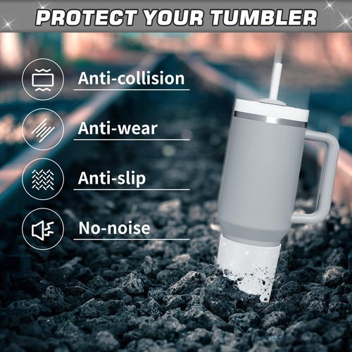 WUQID Glitter Higher Silicone Boot Compatible with Stanley Quencher H2.0 40oz 30oz 20oz & IceFlow Flip 30oz 20oz, Tumbler Cups Anti-Slip Bottom Sleeve Cover
