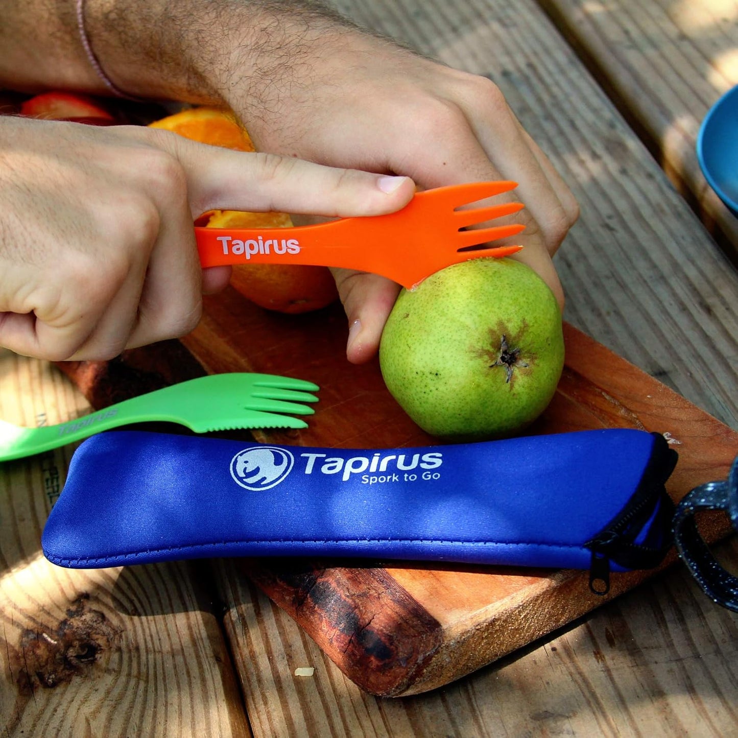 Tapirus - 4 Spork to Go Set - 7-inch Durable & BPA Free Sporks - Spoon, Fork and Knife Combo Utensils Flatware - Mess Kit for Camping, Hunting and Outdoor Activities - Comes in a Carrying Case