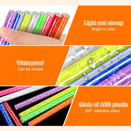 HARFINGTON 72pcs Bike Reflective Spoke Skins 0.2" Plastic Bicycle Spoke Reflectors Spoke Covers Trim Wrap Wheel 360°Visibility for Road Mountain Bike Motorcycles Decoration, Yellow