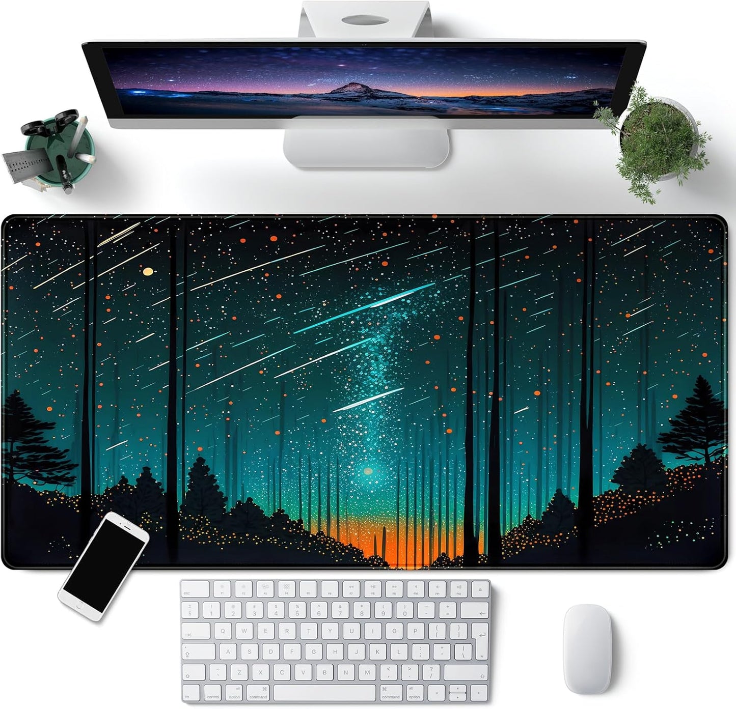 Japanese Desk Mat Riverside Full Moon Desk Pad Black Red Large Mouse Pad Gaming Mousepad Extended XXL Keyboard Pad 31.5 x 15.7 in Laptop Computer Mouse Keyboard Mat for Office Desk Decor