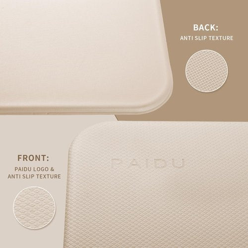 PAIDU Foldable Yoga Mat - 10mm Extra Thick, 75"26" Non-Slip Exercise Fitness Mat | SGS Eco-Certified, Portable for Yoga/Pilates/Studio/Home Workout （Beige）