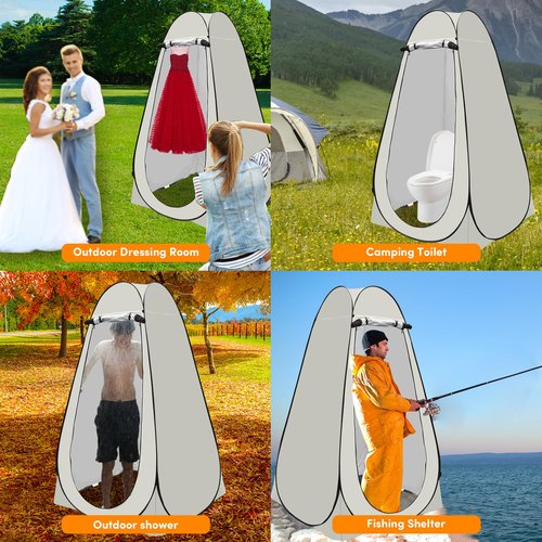Pop Up Shower Tent, Pop Up Changing Tent Camping Privacy Shelter for Outdoor Bathing, Beach, Hiking -Waterproof White