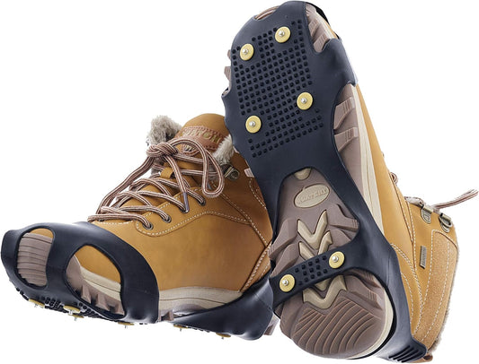Superio Snow Ice Cleats Snow Grips Shoe and Boot Cleats Easy Slip-On Grip Rubber, 6 Anti-Slip Studs Protection, Hike or Walk Traction Cleat Rubber Spikes, Ice Snow Mud Teeth Cleats (Small)