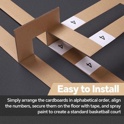 Reusable Basketball Court Marking Kit Foldable Design Basketball Court Stencil Kit for Concrete, Asphalt, Tiles, Driveway or Backyard - No Paint Included