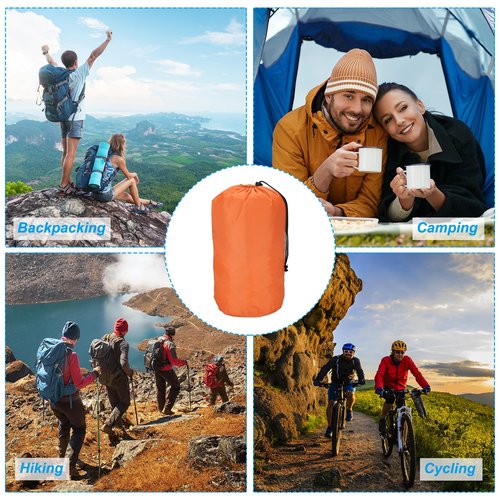 PATIKIL Stuff Sack, 9 x 16 Inch Waterproof Outdoor Storage Sack Portable Drawstring Dust Flap Bag for Camping, Orange