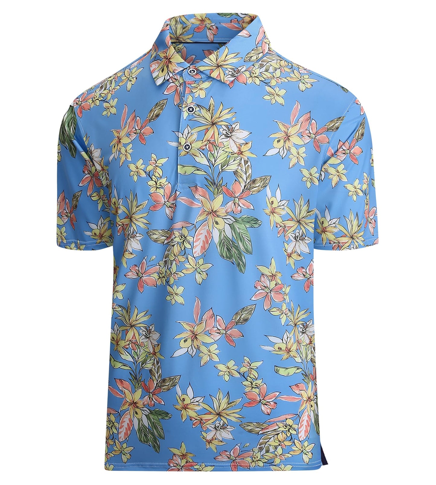 Damipow Mens Golf Shirts Dry Fit Polo Shirts Moisture Wicking Short Sleeve Hawaiian Polo Shirt
