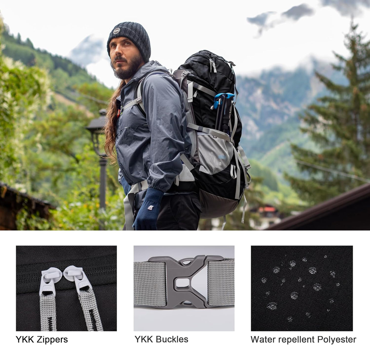 MOUNTAINTOP 70L Internal Frame Backpack Camping Backpacking Hiking Backpack for Men Women with Rain Cover