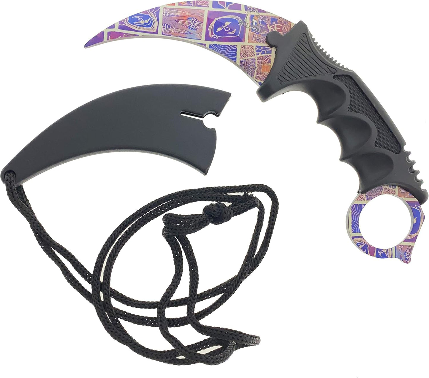 Falcon 7.5" CSGO Tactical Fixed Blade With ABS Sheath and Cord. For Collection, Gift, and Outdoors Camping Cut Ropes, Branches (Red Spider Web)