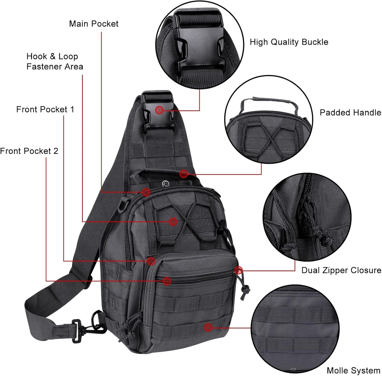 Tactical Waterproof Sling Backpack - Molle Crossbody Chest Bag for Outdoor EDC