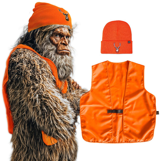 Klarny Outdoors Blaze Orange Hunting Hat and Vest - Premium, High Performance Deer Beanie and Hunting Vest