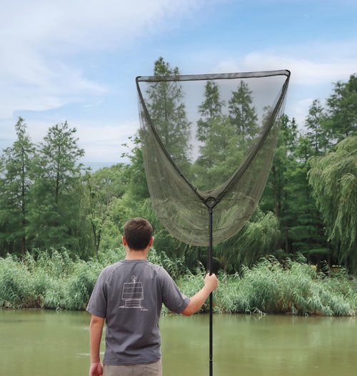HENSENASIA Landing Net for Carp Fishing, 42 Inch Extra Large Fishing Net, 6 Feet Carbon Fiber Long Handle Saltwater Big Fish, Holds Up to 88lbs/40kgs, Olive Green, Supplied with Carry Bag