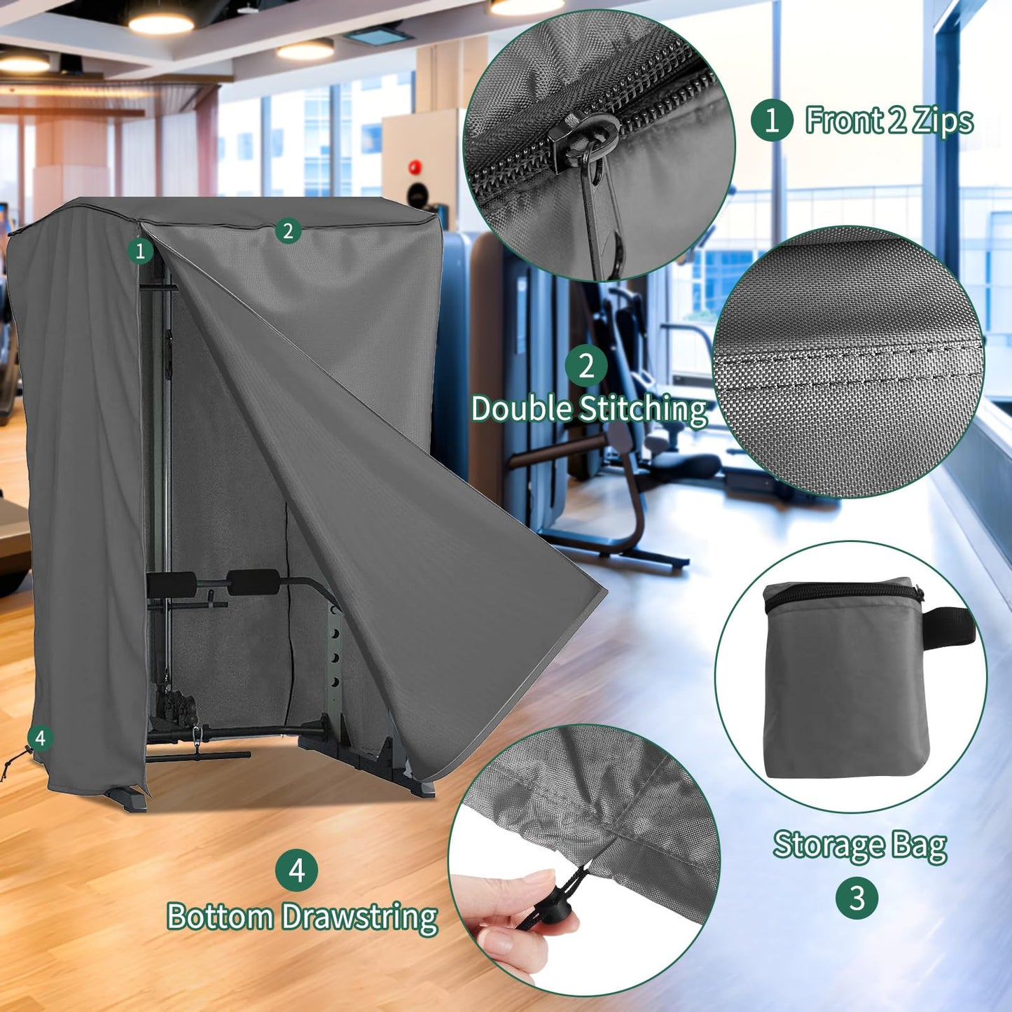 AKEfit Strength Training Cover, Waterproof & Dustproof Gym Rack Cover with Zipper,Fit for Indoor and Outdoor 69''Lx47''Wx84''H-Gray