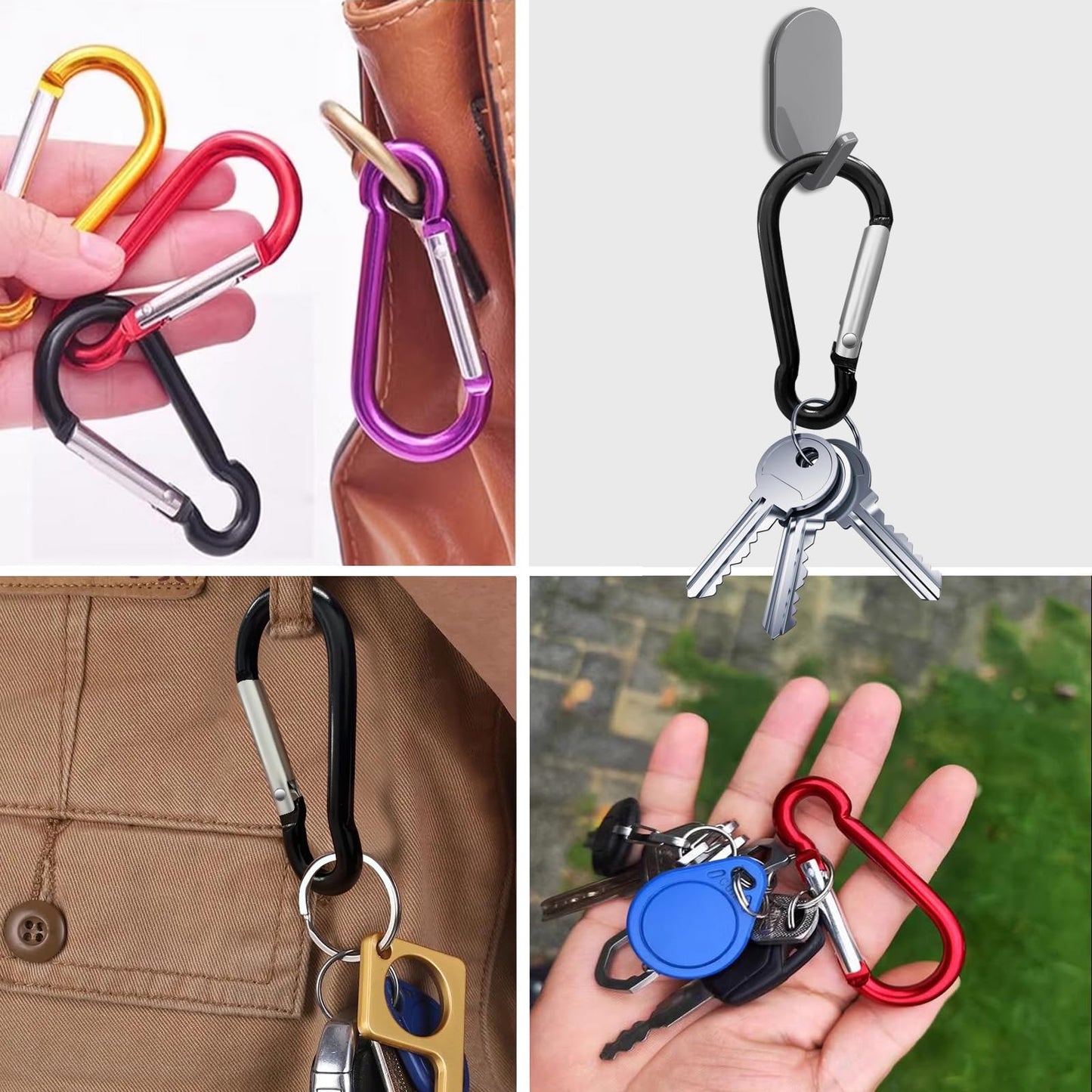 6PCS Carabiners, LDJZON Aluminum Carabiner Clip Spring Snap Hook with 6PCS Keyrings Keychain Hook for Keys, Backbag, Camping Lamp,Water Bottle (Red/Orange/Dark Blue/Purple/Green/Black, 2.32 inch)