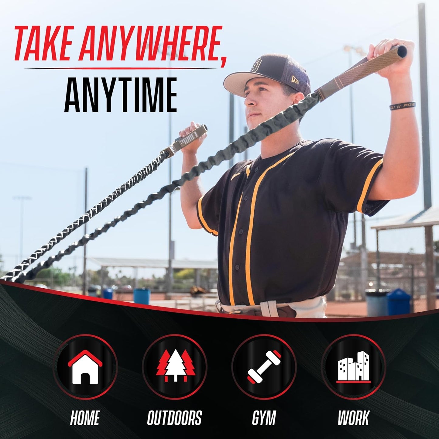 4KOR Cross Anchor Shoulder Performance Training System. Resistance Cords with Handles and Dynamic Workout Guide. Exercise Bands with Nylon Sleeves, Rubber Grips, and Carry Bag for Rehab and Strength