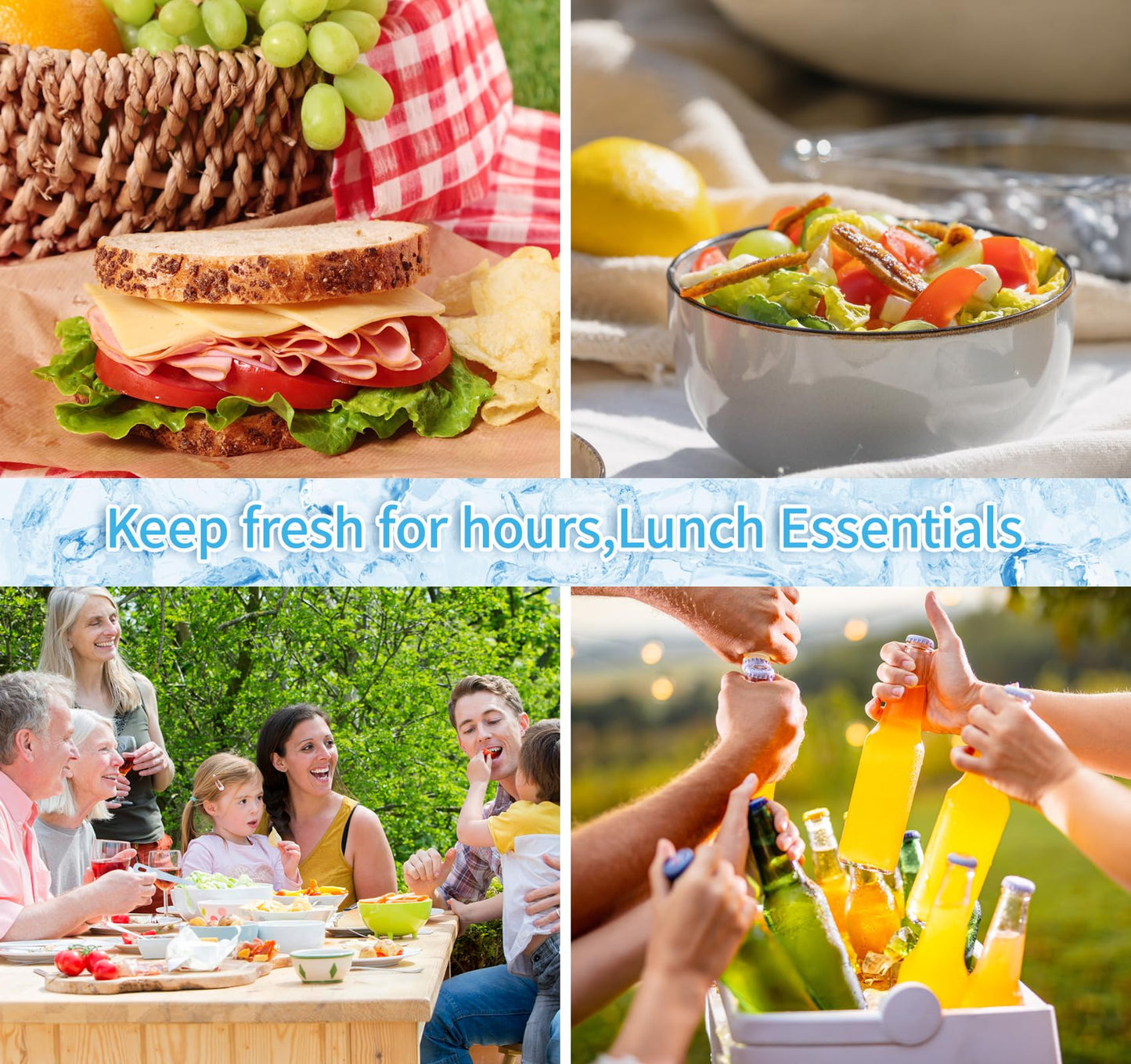 Anstore Lunch Box Ice Packs, Ice Pack for Cooler, Reusable Freezer Packs, Thin Freezer Blocks for Lunch Bags, 8 Pack Mini Cold Packs For Cool Box Freezer Bag Size 16 X 11 X 1.5cm-Camping,Picnic,Hiking