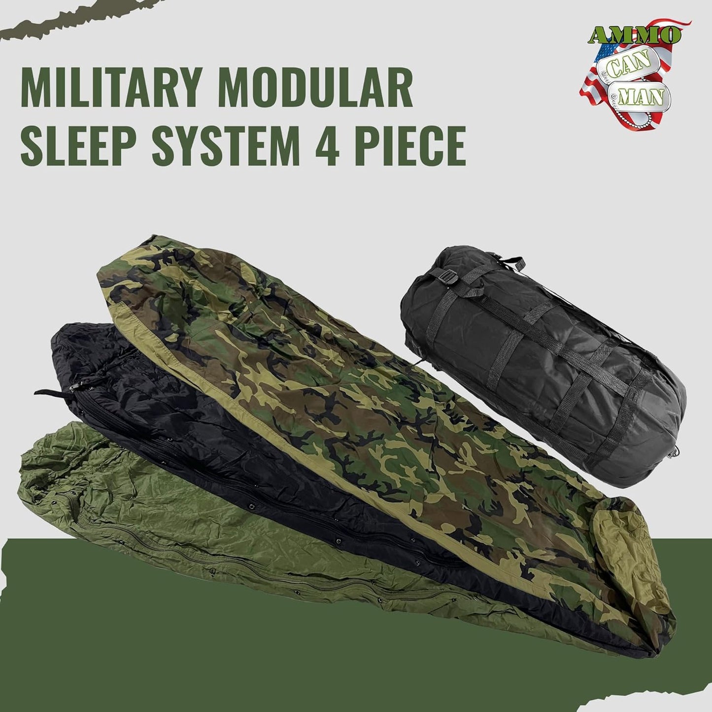 Military Modular Sleep System 4 Piece with Goretex Bivy Cover and Carry Sack