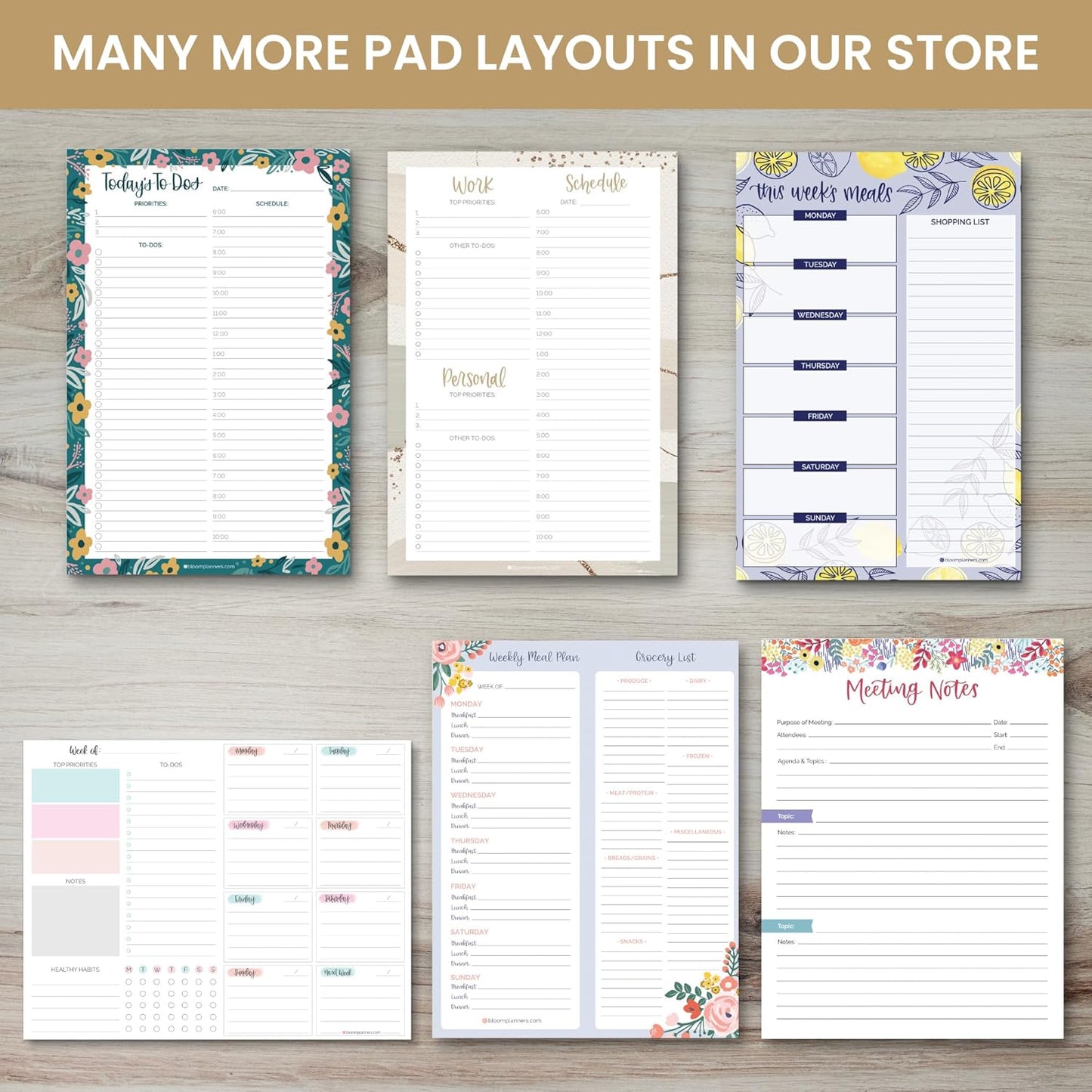 bloom daily planners Horizontal Weekly Tear-Off To Do List Planning Pad - Undated Notepad Organizer & Healthy Habit Tracker - 8.5” x 11” - Floral