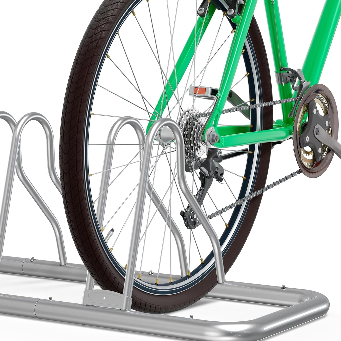 Simple Houseware 5 Bike Bicycle Floor Parking Adjustable Storage Stand, Silver