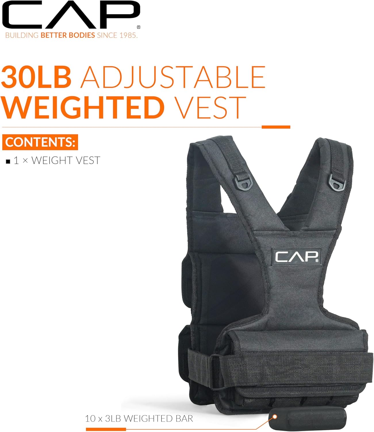 Adjustable Weighted Vest by CAP Barbell | Custom Fit for Enhanced Workouts