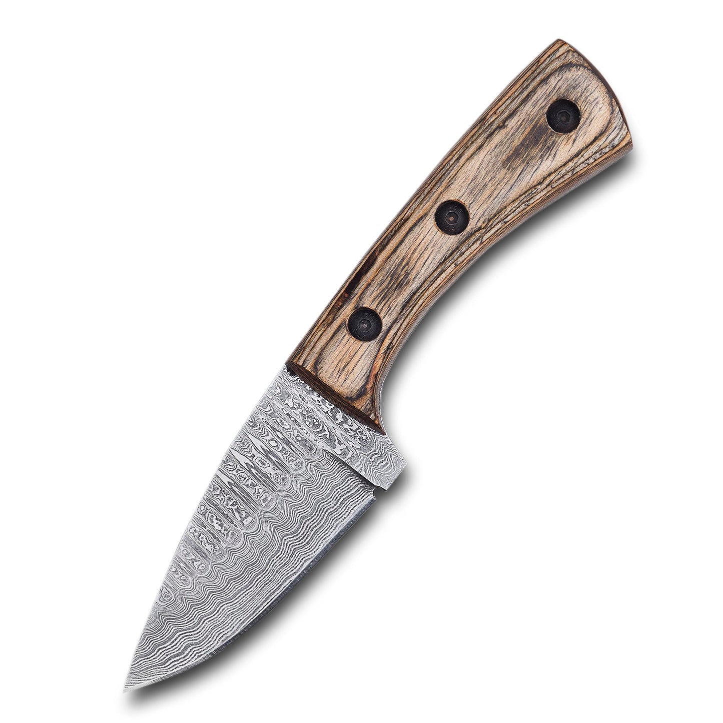 Elegance Unsheathed- 7” Damascus Steel fixed blade knife, Unparalleled Craftsmanship with Exquisite Pakkawood Handle & Leather Sheath hunting knife, Your Unfailing Companion in Wilderness Adventures