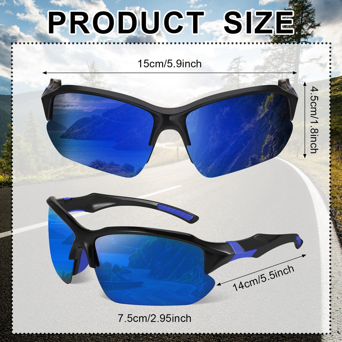 GGSTDDUP 4 Pack Polarized Sports Sunglasses for Men Women Baseball Cycling Running Fishing UV Protection Sun Glasses Lightweight Half Frame Goggles