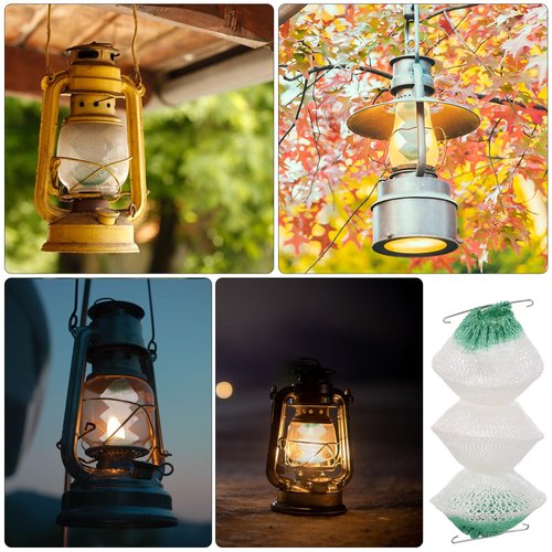 Lnngub 6 Pcs 3-Layer Propane Lantern Mantles Insta-Clip 2#95 Mantles Lantern Mantles Gas Lantern Mantles with 2 Install Clip Accordion Shape Mantles for Gas Lantern Propane Lantern Camping Lantern