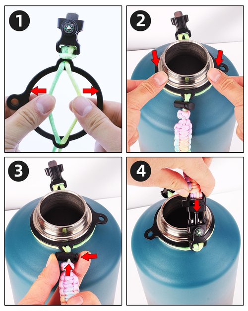Ziimlpo Water Bottle Handle for Wide Mouth Bottles, Paracord Handle Compatible with 12, 16, 18, 32, 40, and 64 oz Water Bottles, Water Bottle Strap, Water Bottle Accessories