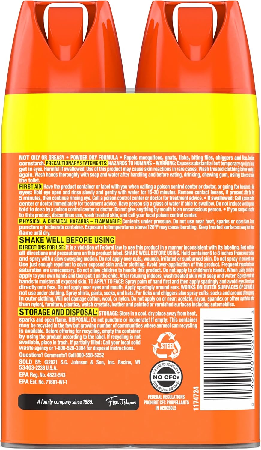 OFF! Family Care Mosquito, Tick, and Insect Repellent, Bug Spray Containing 15% DEET, Protects Against Mosquitoes, 4 Oz, 2 Count