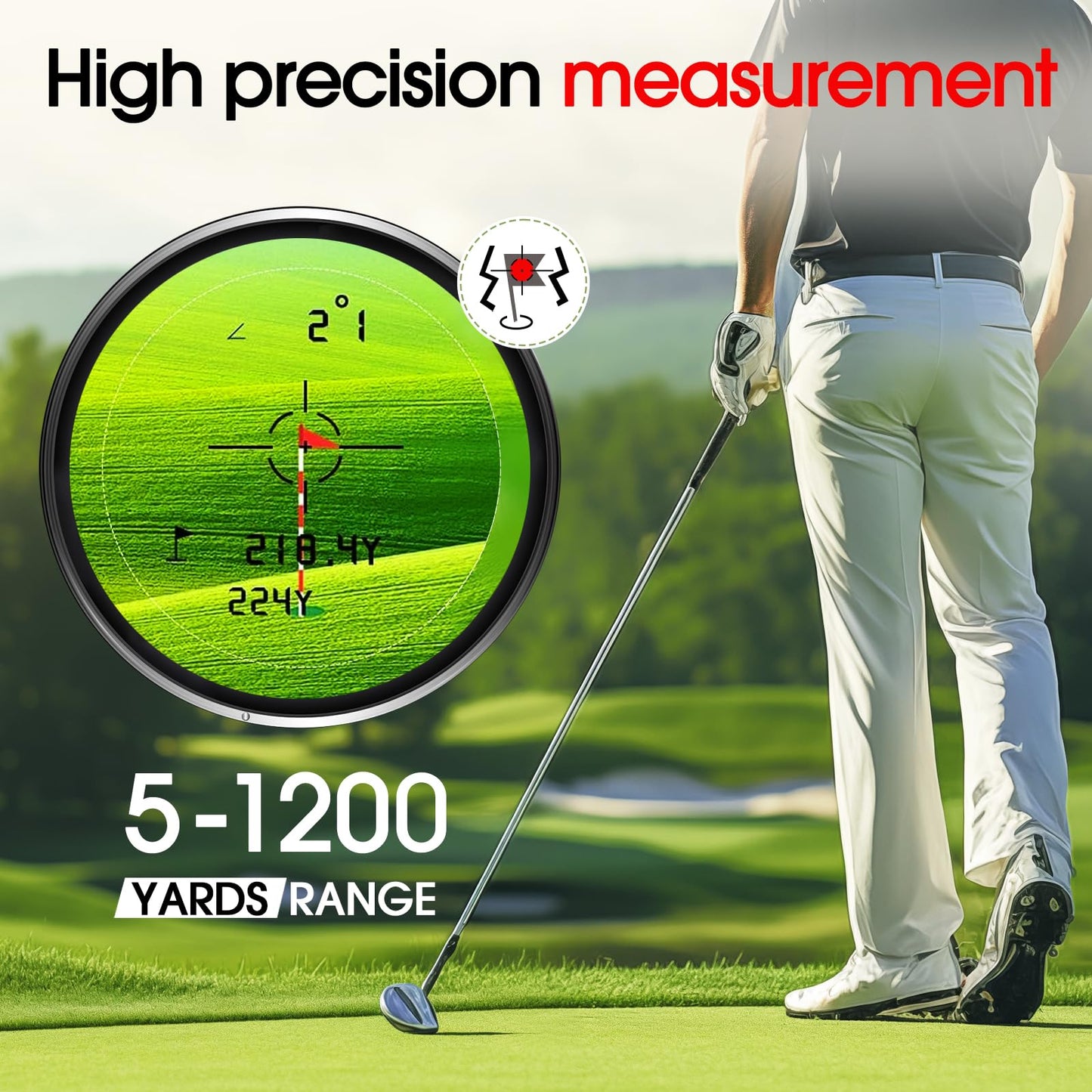 Golf Range Finder with Slope 600/1000YDS, 6X Magnification, 0.5 Yard Accuracy, Rechargeable Laser Range Finder Blue 600Y