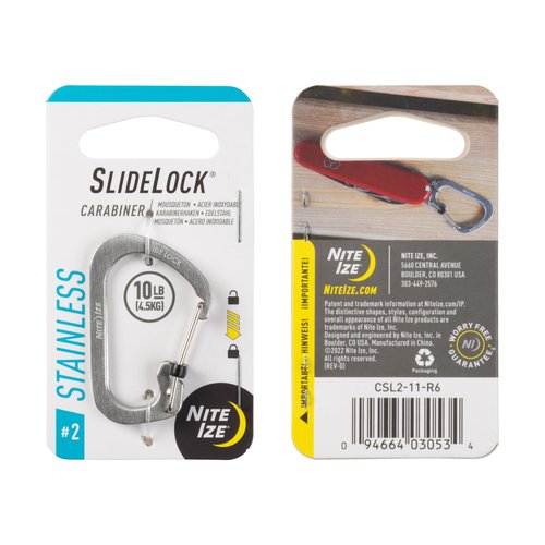 Nite IZE SlideLock Carabiner Stainless Steel - Key Holder Carabiner for Daily Use - Secure Keychain Organizer with Lock - Lockable Carabiner Fits Multiple Keys - Size 2 (5 Pack)