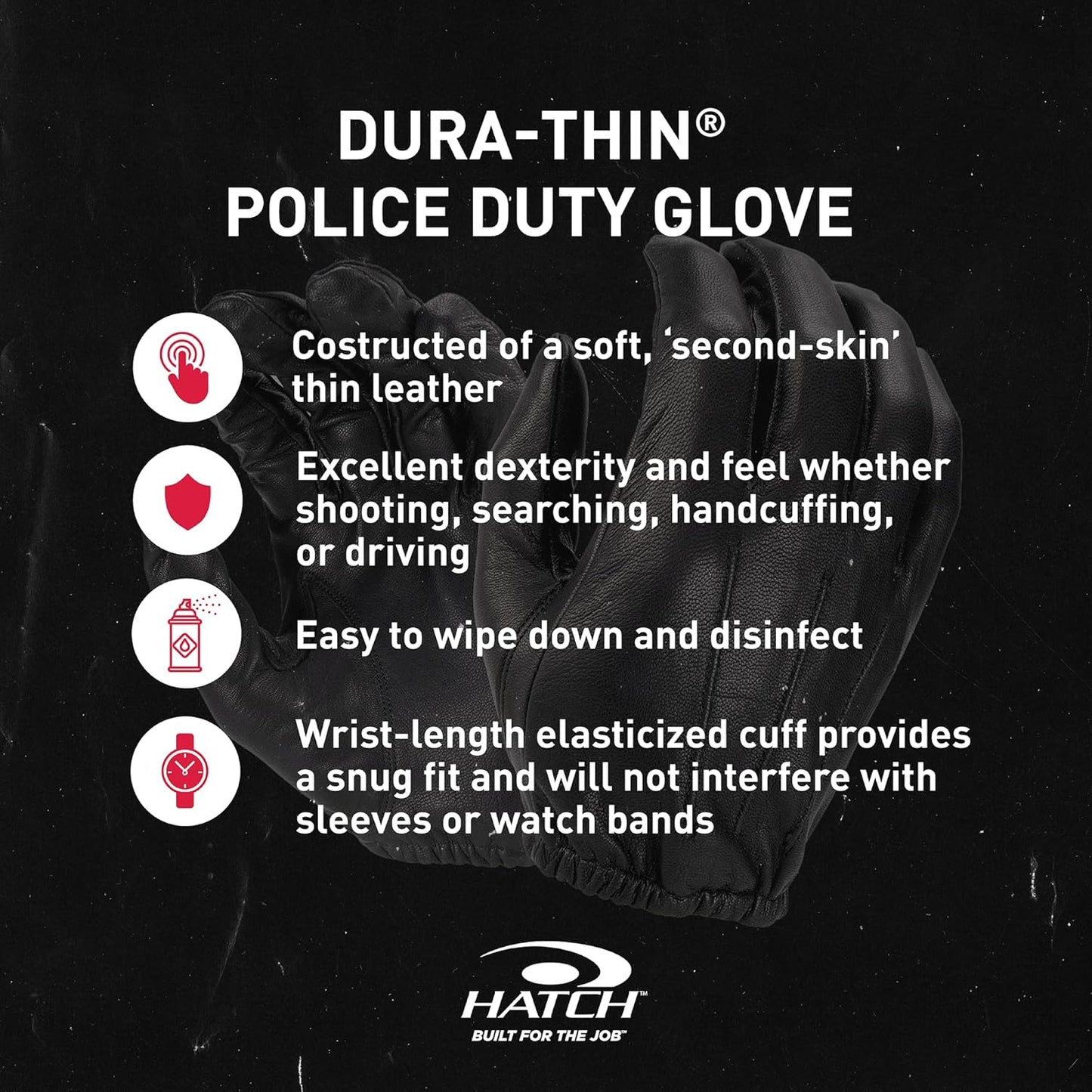 HATCH Dura-Thin Search Duty Glove, Black, XX-Large