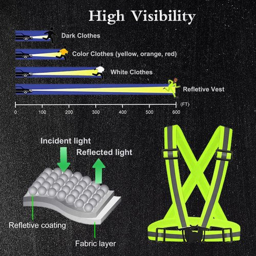 UMIKOOL DIRECT Reflective Vest Running Gear, High Visibility Adjustable Safety VES for Night Cycling, Hiking, Jogging, Dog Walking (Green Rose)