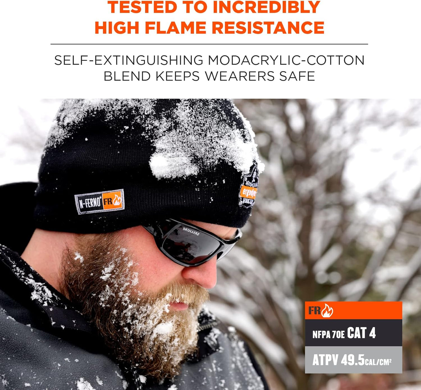Ergodyne N-Ferno 6820 Fire Resistant Thermal Knit Beanie Cap, Black