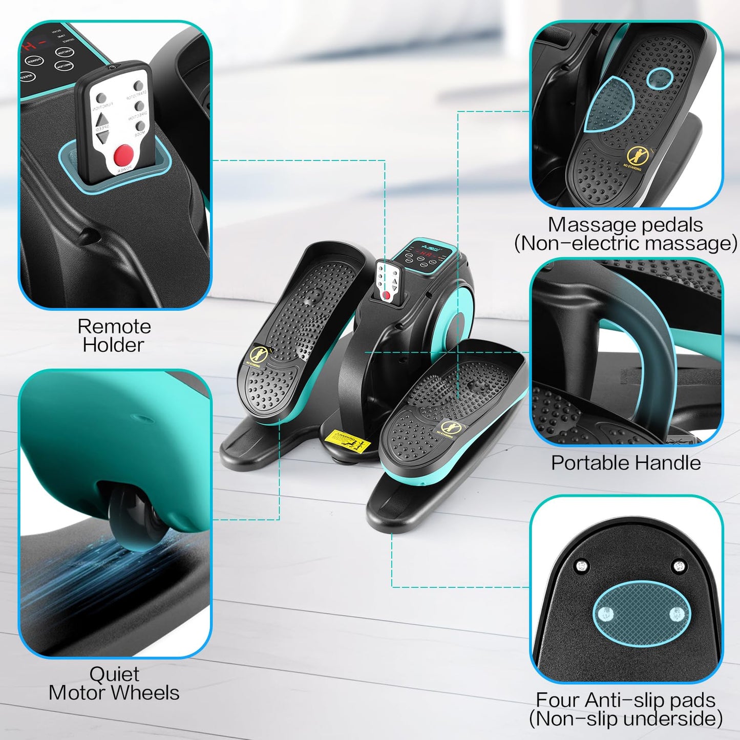 AODI Under Desk Elliptical Machine, Ellipse Leg Exerciser for Seniors Adults, Adjustable Speeds Elliptical Trainer with Remote, Quiet & Portable Mini Seated Pedal Exerciser for Home Office Use