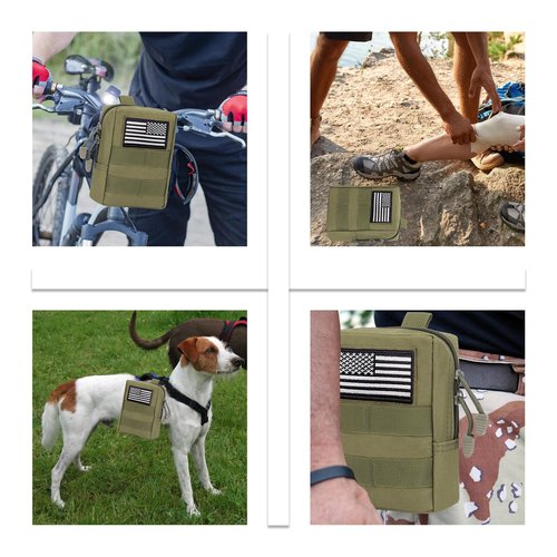 Phoking 2 Pack Tactical Molle Pouch Compact Water-Resistant EDC Organizer Pouch Bag Mini Military Utility Pouch Belt Waist Pouches with Flag Patch for Outdoor