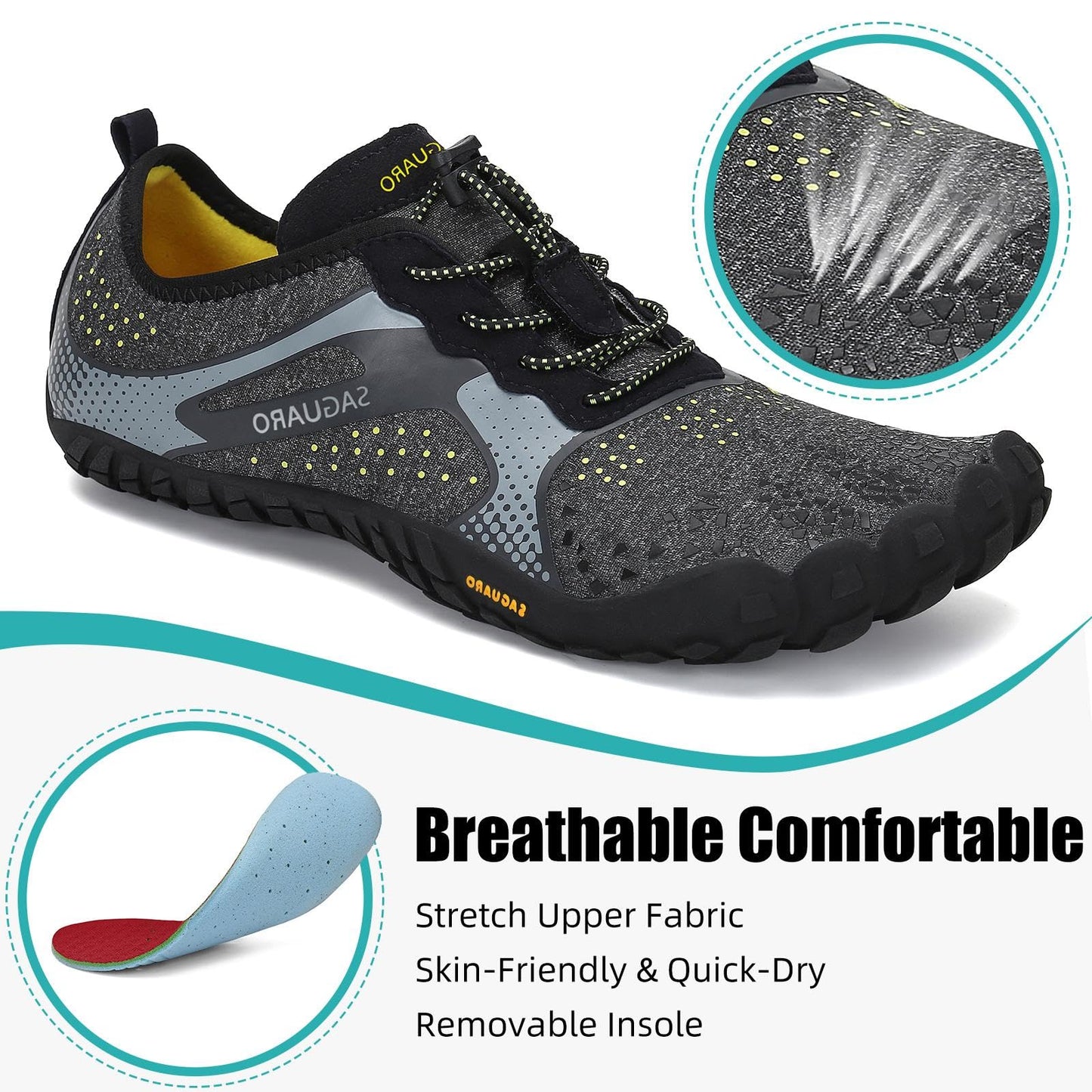 SAGUARO Barefoot Shoes Women Wide Toe Box Trail Running Shoe Womens for Walking Gym Training Sneakers Size 6.5 Women/4.5 Men